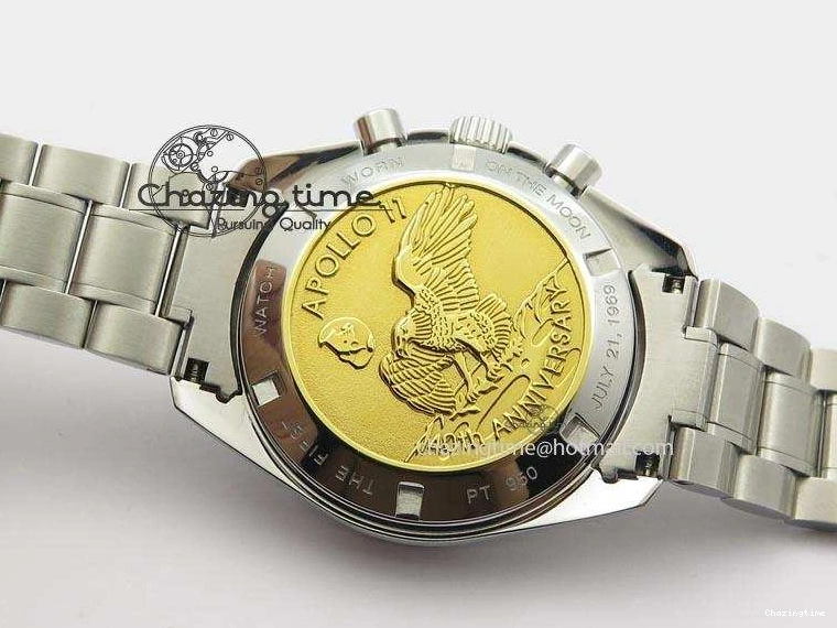 0524 Effortless Speedmaster Apollo 11 On SS Bracelet Manual Winding Chrono Movement 8225